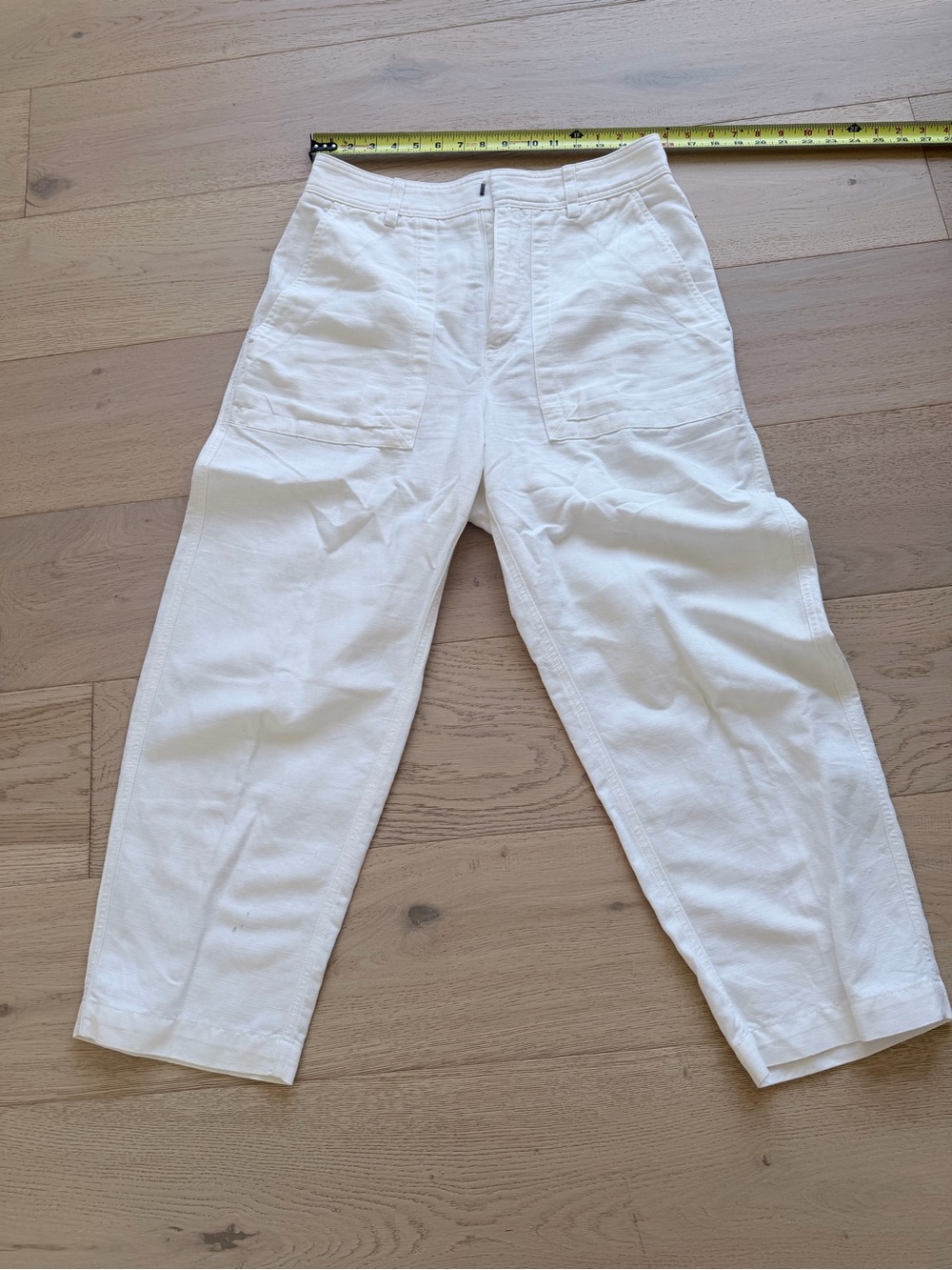 Banana Republic White High-Rise Linen Trousers
